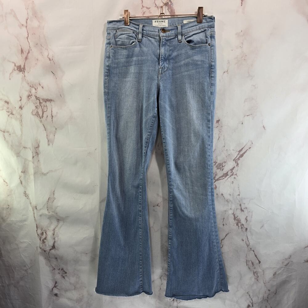 Frame Le High Flare Womens 29 X 30 Jeans Denim High Rise Light Wash Lovella
